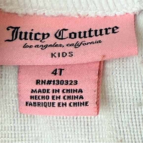 Juicy Couture Girls 4T Plush Floral Sweatshirt Cream Pink Roses Cozy - Picture 10 of 10